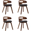 Image de vidaXL Chaises de salle à manger 4 pcs. Gris foncé Bois courbé et tissu