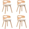 Image de vidaXL Chaises de salle à manger 4 pcs. Crème bois courbé et similicuir