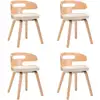 Image de Vidaxl   Lot De 4 Chaises À Manger Crème   Cadre En Bois Courbé   Assise En Similicuir   Hauteur D'Assise 49 Cm   Design Élégant Pour Salle À Manger