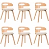 Image de vidaXL Chaises de salle à manger 6 pcs. Crème bois courbé et similicuir