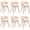 Image de Chaises À Manger Lot De 6 Crème Bois Courbé Et Similicuir Vidaxl