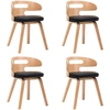 Image de vidaXL Chaises de salle à manger 4 pcs. noir bois courbé et similicuir