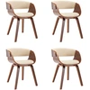 Image de vidaXL Chaises de salle à manger 4 pcs. Crème bois courbé et similicuir
