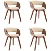 Image de Chaises À Manger Lot De 4 Crème Bois Courbé Et Similicuir Vidaxl