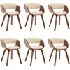 Image de vidaXL Chaises de salle à manger 6 pcs. Crème bois courbé et similicuir