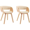 Image de vidaXL Chaise de salle à manger 2 pcs. Crème bois courbé et similicuir