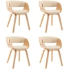 Image de vidaXL Chaises de salle à manger 4 pcs. Crème bois courbé et similicuir