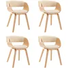 Image de Vidaxl   Lot De 4 Chaises À Manger Crème   Bois Courbé Et Similicuir   Design Contemporain Et Confortable   Pour Salle À Manger Ou Cuisine