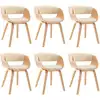 Image de vidaXL Chaises de salle à manger 6 pcs. Crème bois courbé et similicuir