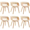 Image de Chaises À Manger Lot De 6 Crème Bois Courbé Et Similicuir Vidaxl