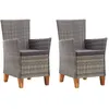 Image de Vidaxl - Chaises De Jardin Lot De 2 Avec Coussins Résine Tressée Gris