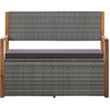 Image de vidaXL Banc avec espace de rangement 115 cm Poly rotin bois massif acacia gris