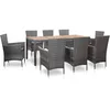 Image de Vidaxl Ensemble À Manger D'Extérieur 9pcs Coussins Résine Tressée Gris