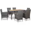 Image de Vidaxl - Mobilier À Dîner De Jardin 7pcs Et Coussins Résine Tressée Gris