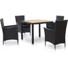 Image de Vidaxl - Salon De Jardin 5 Pcs Avec Coussins Résine Tressée Noir