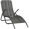 Image de Vidaxl - Transat De Jardin Pliable Bain De Soleil Chaise Longue Résine Tressée Gris