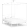 Image de Cadre De Lit Sans Matelas Avec Baldaquin Blanc 140x200 Cm Métal Vidaxl