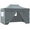 Image de Vidaxl   Tente De Réception Pliante 3x4 M   Acier Thermolaqué Antirouille   Résistante Aux Uv Et À L'Eau   4 Parois Avec Fenêtres Transparentes