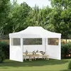 Image de vidaXL Tente de réception professionnelle Pliable avec 3 parois latérales 280x410x315 cm Acier blanc