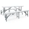 Image de Vidaxl - Table Pliable De Jardin Avec 2 Bancs 180 Cm Acier Et Pehd Blanc