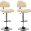 Image de vidaXL Tabouret de bar 2 pcs. Blanc crème similicuir