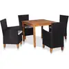 Image de Ensemble À Manger D'Extérieur 5 Pcs Résine Tressée Noir Marron Vidaxl