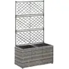 Image de Vidaxl - Lit Surélevé En Treillis 2 Pots 58x30x107cm Résine Tressée Gris