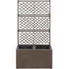Image de vidaXL Lit surélevé avec treillis 2 pots 58×30×107cm Poly rotin brun