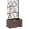 Image de Lit Surélevé Treillis 2 Pots 58x30x107cm Résine Tressée Marron Vidaxl
