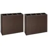 Image de Vidaxl - Lits Surélevés De Jardin Et 4 Pots 2 Pcs Résine Tressée Marron