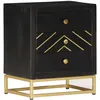 Image de Table De Chevet Noir Et Doré 40x30x50cm Bois De Manguier Massif Vidaxl