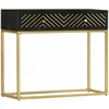 Image de Table Console Noir Et Doré 90x30x75 Cm Bois De Manguier Massif Vidaxl