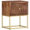 Image de Vidaxl   Table De Chevet En Bois De Manguier Massif 40 X 30 X 50 Cm   1 Tiroir   Style Vintage   Surface Polie Et Laquée