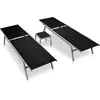 Image de vidaXL Sonnenliegen 2 Stk. mit Tisch Stahl und Textilene Schwarz