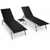 Image de Vidaxl - Chaises Longues Lot De 2 Avec Table Acier Et Textilène Noir