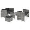 Image de vidaXL Ensemble de salon de jardin 5 pièces avec coussins Poly Rattan Gris