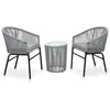 Image de Ensemble De Bistro 3 Pcs Avec Coussins Rotin Pe Gris