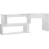 Image de vidaXL Bureau d'angle blanc brillant 200x50x76 cm bois composite