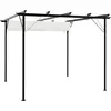 Image de vidaXL Pergola avec toit escamotable blanc crème 3x3 m acier