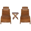 Image de vidaXL Bain de soleil 3 pièces avec table de thé en bois massif d'acacia