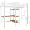 Image de vidaXL Lit superposé avec cadre de table blanc métal 90x200 cm