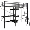 Image de vidaXL Lit superposé avec cadre de table noir métal 90x200 cm