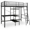 Image de Vidaxl - Lit Superposé Avec Table Sans Matelas Noir Métal 90x200 Cm
