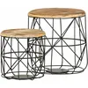 Image de Vidaxl - Set 2 Tables Basses Design Industrial Avec Haut En Bois De Différentes Couleurs Couleur : Marron
