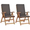 Image de Vidaxl - Chaises Inclinables 2 Pcs Avec Coussins Teck Solide Gris
