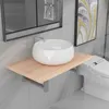 Image de Vidaxl Two Piece Bathroom Furniture Set Ceramic Oak (283805+142340)