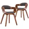 Image de vidaXL Chaise de salle à manger 2 pcs. Gris foncé Tissu et bois courbé