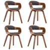Image de vidaXL Chaises de salle à manger 4 pcs. Gris foncé Tissu et bois courbé