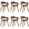 Image de vidaXL Chaises de salle à manger 6 pcs. Tissu gris foncé et bois courbé
