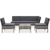 Image de ensemble de 6 canapés de jardin avec coussins Poly Rattan Gris